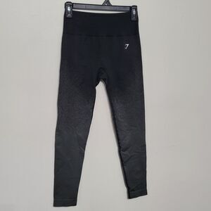 Gymshark Adapt Ombre Seamless Leggings 22” Mid Rise Size Medium Black Grey